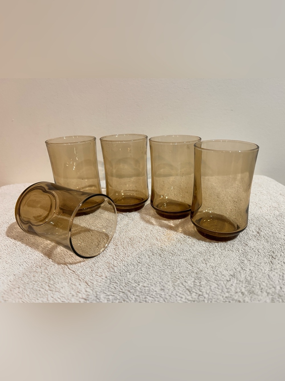 Vintage Tawny Smokey Brown Juice Glasses 6oz Set 5 Drinkware